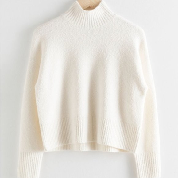 & Other Stories Sweaters - & other stories Off White Mock Neck Cropped Sweater